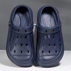 Elegant Black Mens Summer Clogs Shoes Couples Soft Thick Sole Beach Shoes Black Garden Sandals Unisex Garden Clogs Shoes Summer Slip On Sandals For Mens Stevvex