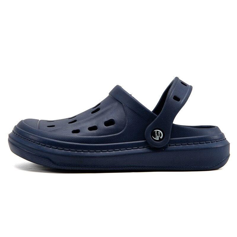 Elegant Black Mens Summer Clogs Shoes Couples Soft Thick Sole Beach Shoes Black Garden Sandals Unisex Garden Clogs Shoes Summer Slip On Sandals For Mens Stevvex