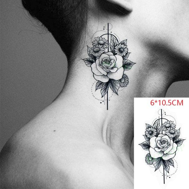 Elegant Black Music Notes Waterproof Sticker Tattoos Temporary Chest Shoulder Tattoos For Men Women Stevvex