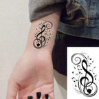 Elegant Black Music Notes Waterproof Sticker Tattoos Temporary Chest Shoulder Tattoos For Men Women Stevvex