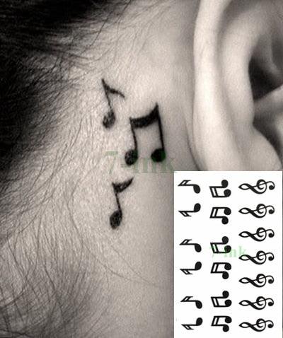 Elegant Black Music Notes Waterproof Sticker Tattoos Temporary Chest Shoulder Tattoos For Men Women Stevvex