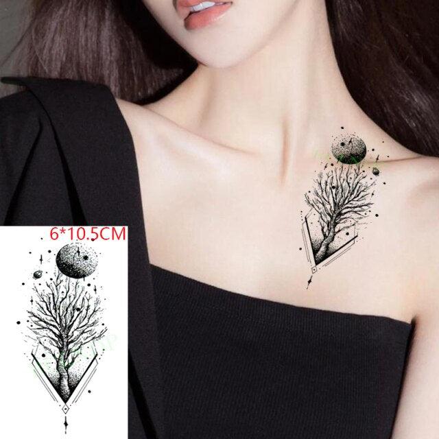Elegant Black Music Notes Waterproof Sticker Tattoos Temporary Chest Shoulder Tattoos For Men Women Stevvex