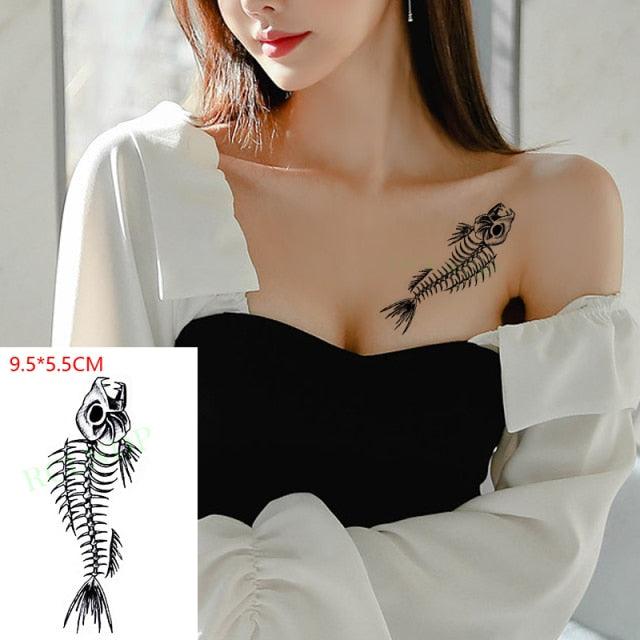 Elegant Black Music Notes Waterproof Sticker Tattoos Temporary Chest Shoulder Tattoos For Men Women Stevvex