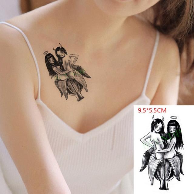 Elegant Black Music Notes Waterproof Sticker Tattoos Temporary Chest Shoulder Tattoos For Men Women Stevvex