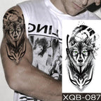 Elegant Black Waterproof Temporary Tattoo Sticker Lion Tiger Bear Flash Tattoos Leopard Wolf Colorful Big Tattoo Stickers For Mens Womens Stevvex