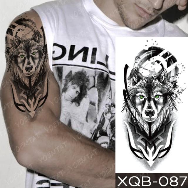 Elegant Black Waterproof Temporary Tattoo Sticker Lion Tiger Bear Flash Tattoos Leopard Wolf Colorful Big Tattoo Stickers For Mens Womens Stevvex