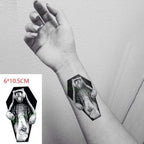 Elegant Black Waterproof Temporary Tattoo Stickers Moon Hill Modern Body Art Stickers Hand Foot High Quality For Womens Stevvex