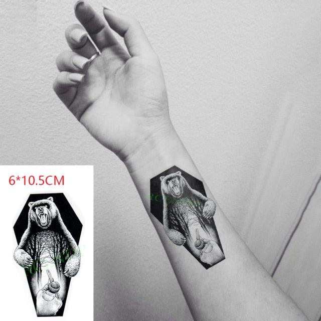 Elegant Black Waterproof Temporary Tattoo Stickers Moon Hill Modern Body Art Stickers Hand Foot High Quality For Womens Stevvex