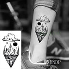 Elegant Black Waterproof Temporary Tattoo Stickers Moon Hill Modern Body Art Stickers Hand Foot High Quality For Womens Stevvex