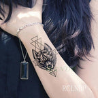 Elegant Black Waterproof Temporary Tattoo Stickers Moon Hill Modern Body Art Stickers Hand Foot High Quality For Womens Stevvex