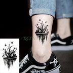 Elegant Black Waterproof Temporary Tattoo Stickers Moon Hill Modern Body Art Stickers Hand Foot High Quality For Womens Stevvex