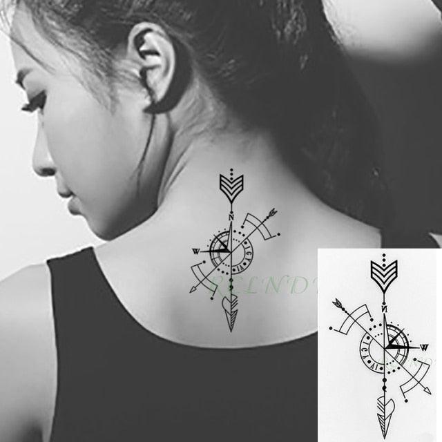 Elegant Black Waterproof Temporary Tattoo Stickers Moon Hill Modern Body Art Stickers Hand Foot High Quality For Womens Stevvex