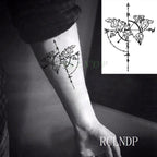 Elegant Black Waterproof Temporary Tattoo Stickers Moon Hill Modern Body Art Stickers Hand Foot High Quality For Womens Stevvex