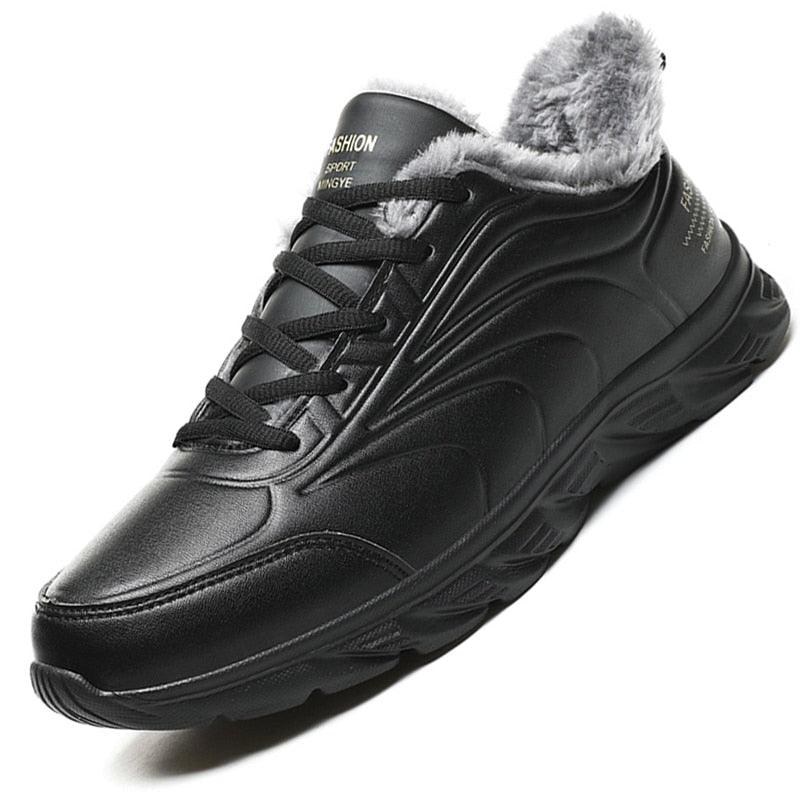 Elegant Black Winter Men Waterproof Snow Shoes Comfortable Sneakers Mens Work Casual Shoes Non-Slip Light Rubber Sole Walk Fashion Sneakers Breathable Comfort Walking Shoes For Mens Stevvex