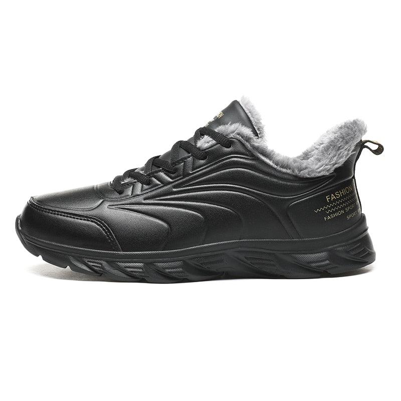 Elegant Black Winter Men Waterproof Snow Shoes Comfortable Sneakers Mens Work Casual Shoes Non-Slip Light Rubber Sole Walk Fashion Sneakers Breathable Comfort Walking Shoes For Mens Stevvex