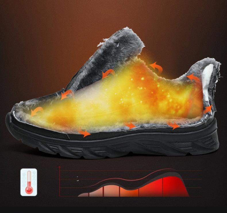 Elegant Black Winter Men Waterproof Snow Shoes Comfortable Sneakers Mens Work Casual Shoes Non-Slip Light Rubber Sole Walk Fashion Sneakers Breathable Comfort Walking Shoes For Mens Stevvex