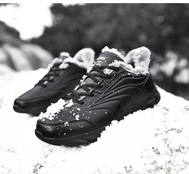 Elegant Black Winter Men Waterproof Snow Shoes Comfortable Sneakers Mens Work Casual Shoes Non-Slip Light Rubber Sole Walk Fashion Sneakers Breathable Comfort Walking Shoes For Mens Stevvex