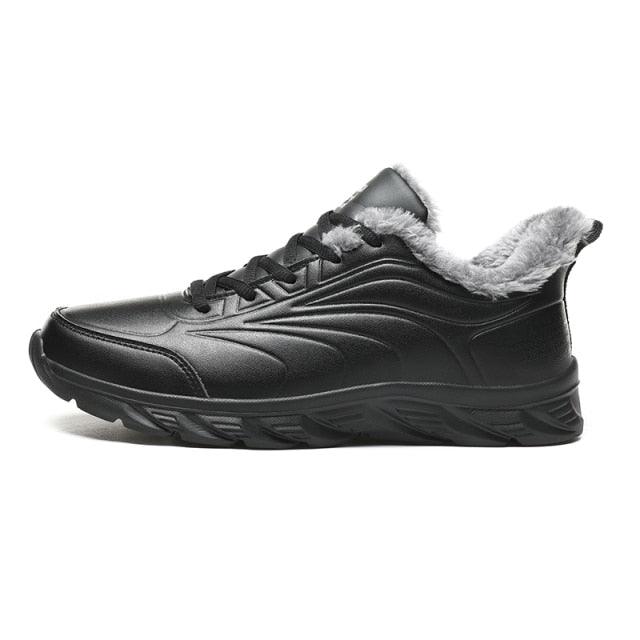 Elegant Black Winter Men Waterproof Snow Shoes Comfortable Sneakers Mens Work Casual Shoes Non-Slip Light Rubber Sole Walk Fashion Sneakers Breathable Comfort Walking Shoes For Mens Stevvex