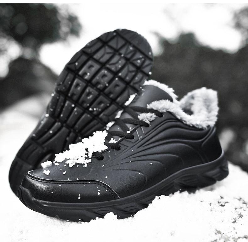 Elegant Black Winter Men Waterproof Snow Shoes Comfortable Sneakers Mens Work Casual Shoes Non-Slip Light Rubber Sole Walk Fashion Sneakers Breathable Comfort Walking Shoes For Mens Stevvex