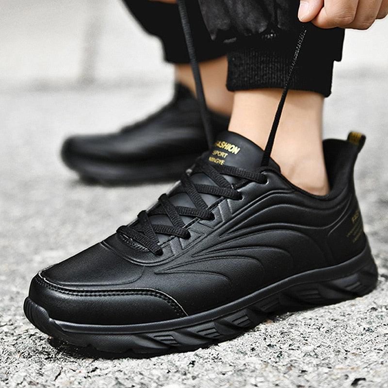Elegant Black Winter Men Waterproof Snow Shoes Comfortable Sneakers Mens Work Casual Shoes Non-Slip Light Rubber Sole Walk Fashion Sneakers Breathable Comfort Walking Shoes For Mens Stevvex