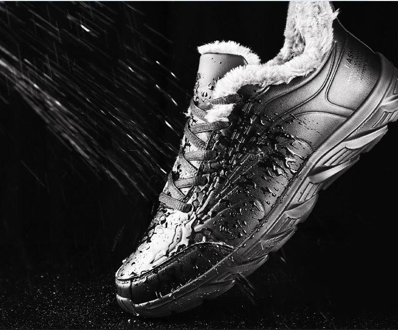 Elegant Black Winter Men Waterproof Snow Shoes Comfortable Sneakers Mens Work Casual Shoes Non-Slip Light Rubber Sole Walk Fashion Sneakers Breathable Comfort Walking Shoes For Mens Stevvex