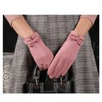 Elegant Black Winter Women Outdoor Warm One Size Gloves Fashionable Cute Bow Style Casual Gloves For Women Stevvex