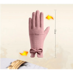 Elegant Black Winter Women Outdoor Warm One Size Gloves Fashionable Cute Bow Style Casual Gloves For Women Stevvex
