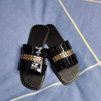 Elegant Black Women Chain Flip Flops Luxury Design  Sandal Women Outdoor Slippers Casual Style Sandals Stevvex