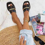 Elegant Black Women Chain Flip Flops Luxury Design  Sandal Women Outdoor Slippers Casual Style Sandals Stevvex