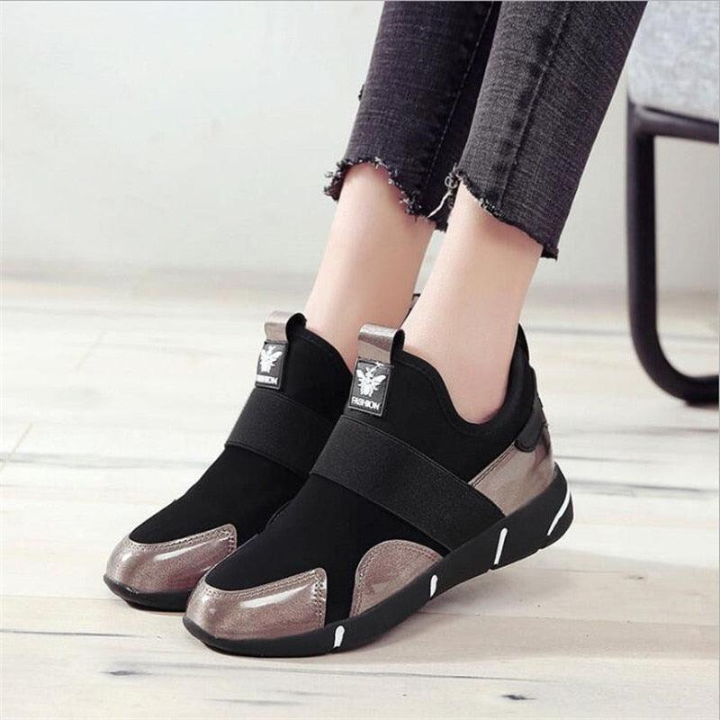 Elegant Black Women Sneakers Vulcanized Shoes Ladies Casual Shoes Breathable Walking Mesh Flats Sport Running Women's Lightweight Simple Espadrilles Everyday Walking Fashion Shoes Stevvex