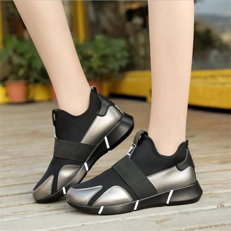 Elegant Black Women Sneakers Vulcanized Shoes Ladies Casual Shoes Breathable Walking Mesh Flats Sport Running Women's Lightweight Simple Espadrilles Everyday Walking Fashion Shoes Stevvex