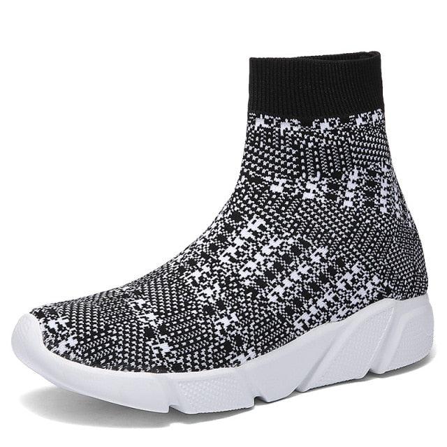 Elegant Black Womens Socks Sneakers Trainers Women Slip-on Stretch Black Sneakers Lightweight Breathable Walking Shoes Running Shoes Mesh Workout Casual Sports Sneakers Stevvex