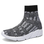 Elegant Black Womens Socks Sneakers Trainers Women Slip-on Stretch Black Sneakers Lightweight Breathable Walking Shoes Running Shoes Mesh Workout Casual Sports Sneakers Stevvex