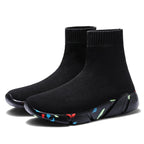 Elegant Black Womens Socks Sneakers Trainers Women Slip-on Stretch Black Sneakers Lightweight Breathable Walking Shoes Running Shoes Mesh Workout Casual Sports Sneakers Stevvex