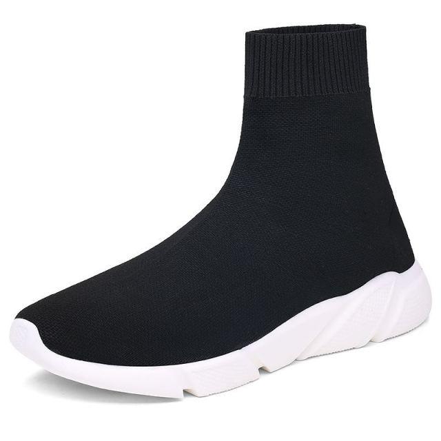 Elegant Black Womens Socks Sneakers Trainers Women Slip-on Stretch Black Sneakers Lightweight Breathable Walking Shoes Running Shoes Mesh Workout Casual Sports Sneakers Stevvex
