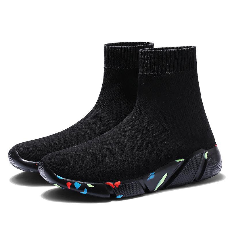 Elegant Black Womens Socks Sneakers Trainers Women Slip-on Stretch Black Sneakers Lightweight Breathable Walking Shoes Running Shoes Mesh Workout Casual Sports Sneakers Stevvex