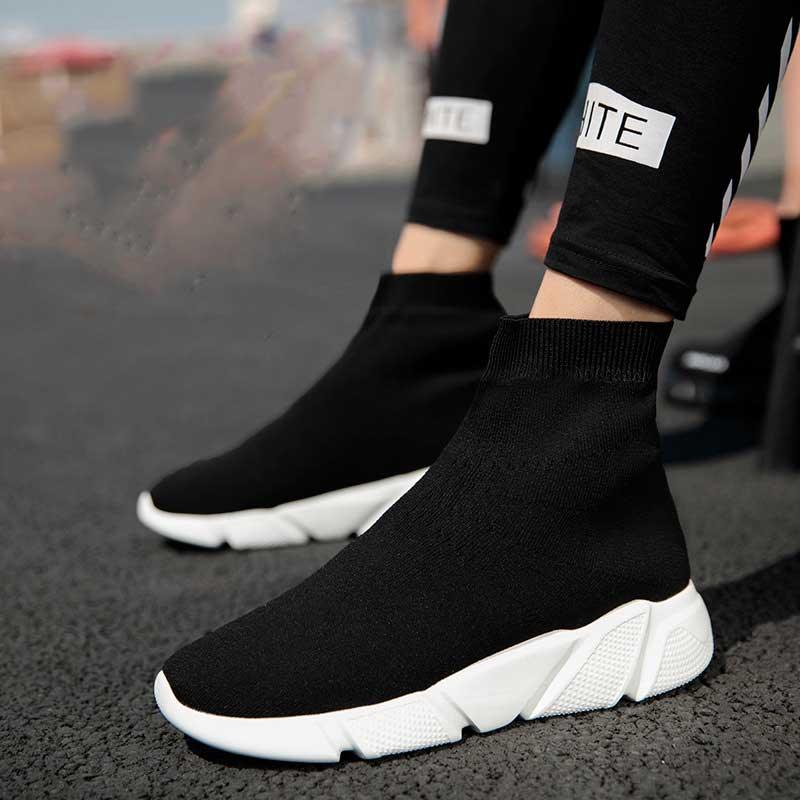 Elegant Black Womens Socks Sneakers Trainers Women Slip-on Stretch Black Sneakers Lightweight Breathable Walking Shoes Running Shoes Mesh Workout Casual Sports Sneakers Stevvex