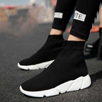 Elegant Black Womens Socks Sneakers Trainers Women Slip-on Stretch Black Sneakers Lightweight Breathable Walking Shoes Running Shoes Mesh Workout Casual Sports Sneakers Stevvex