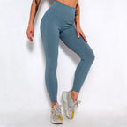 Elegant Blue Yoga Pants High Waisted Gym Leggings Yoga Leggings Seamless Gym Push Up Workout Stretch Fitness Sweatpants Ultra Soft Leggings Tight Sport Women Fitness Seamless Female Legging Tummy Control Running Pants For Training Stevvex