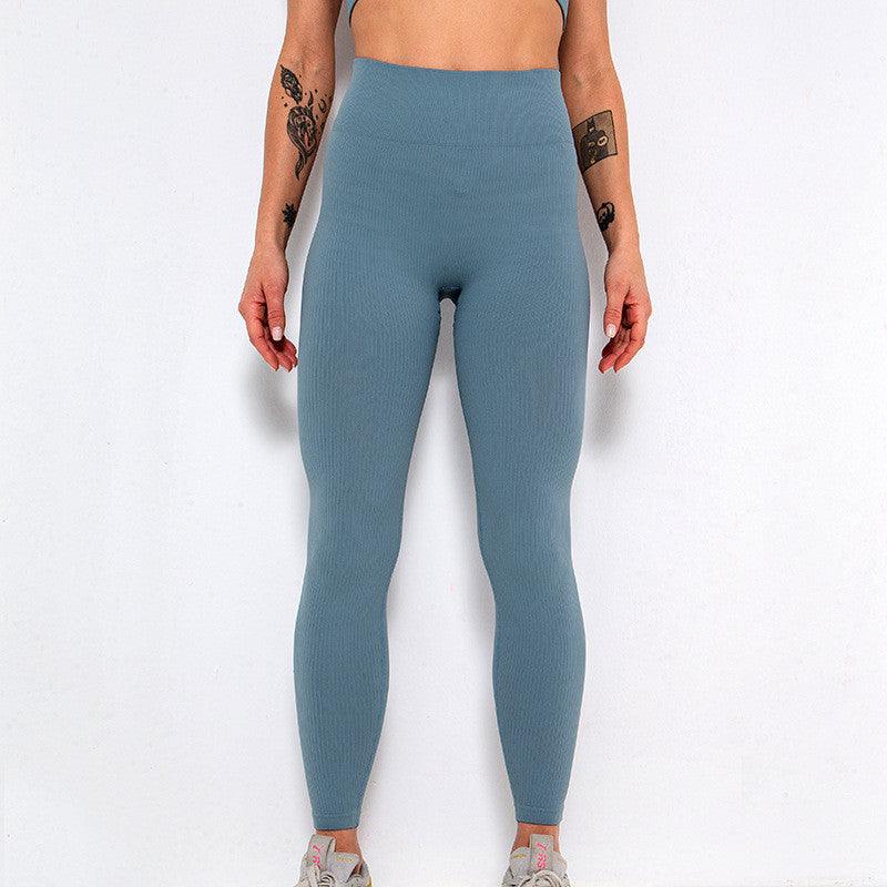 Elegant Blue Yoga Pants High Waisted Gym Leggings Yoga Leggings Seamless Gym Push Up Workout Stretch Fitness Sweatpants Ultra Soft Leggings Tight Sport Women Fitness Seamless Female Legging Tummy Control Running Pants For Training Stevvex