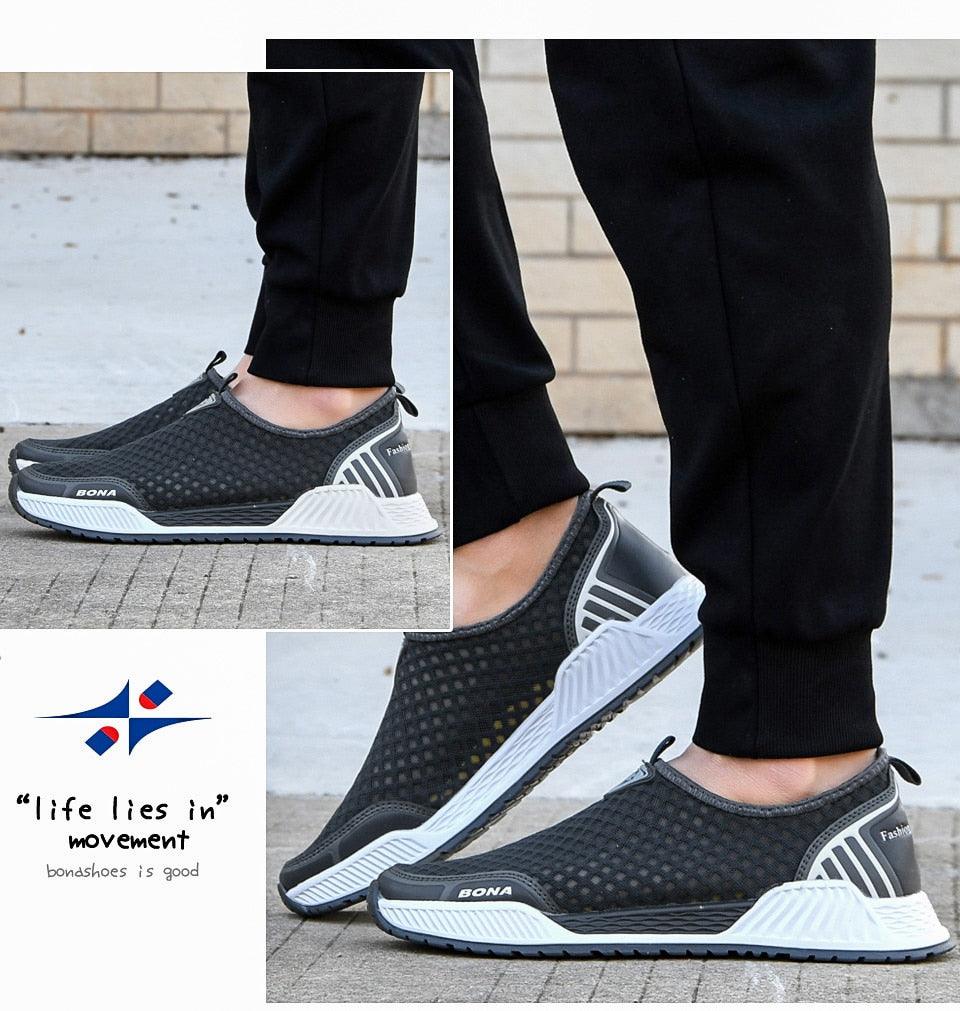 Elegant Breathable Casual Mens Sneakers Comfortable Walking Man Trendy Slip On Walking Shoes Non Slip Running Shoes Lightweight Breathable Mesh Fashion Sneakers Stevvex
