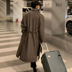Elegant Brown Men Casual Overcoat Autumn Stylish New Trendy Warm Long Coat Elegant Warm Retro New Long Sleeve Comfortable Coat Classic Full Length Gentleman Overcoat Stevvex