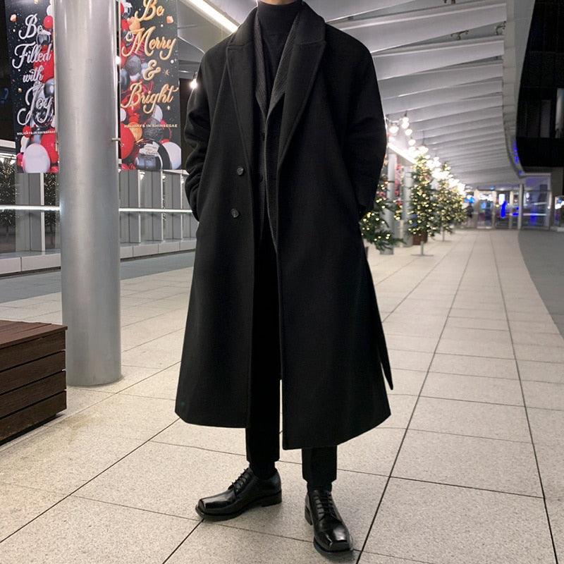 Elegant Brown Men Casual Overcoat Autumn Stylish New Trendy Warm Long Coat Elegant Warm Retro New Long Sleeve Comfortable Coat Classic Full Length Gentleman Overcoat Stevvex