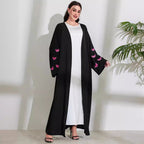 Elegant Butterfly Embroidery Open Abaya (MOA118)