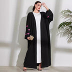 Elegant Butterfly Embroidery Open Abaya (MOA118)