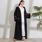 Elegant Butterfly Embroidery Open Abaya (MOA118)