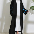 Elegant Butterfly Embroidery Open Abaya (MOA118)