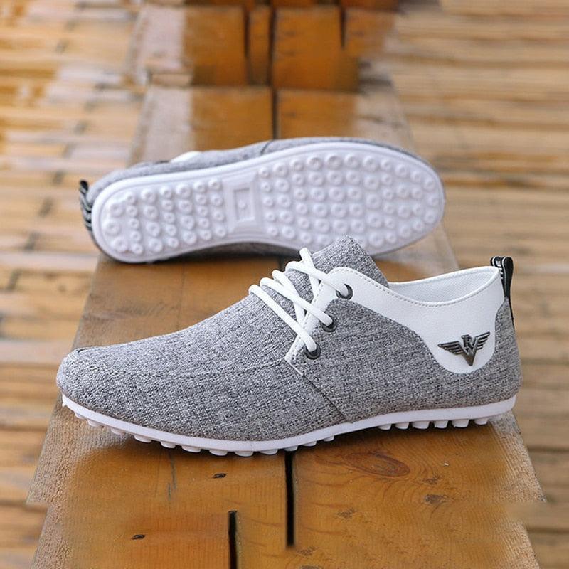 Elegant Casual Mens Shoes Lace-Up Linen Cloth Breathable Mens Canvas Shoes Flats Driving Walking Shoes Driving Sneakers Casual Cloth Shoes Lightweight Outdoor Shoes Stevvex