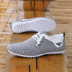 Elegant Casual Mens Shoes Lace-Up Linen Cloth Breathable Mens Canvas Shoes Flats Driving Walking Shoes Driving Sneakers Casual Cloth Shoes Lightweight Outdoor Shoes Stevvex