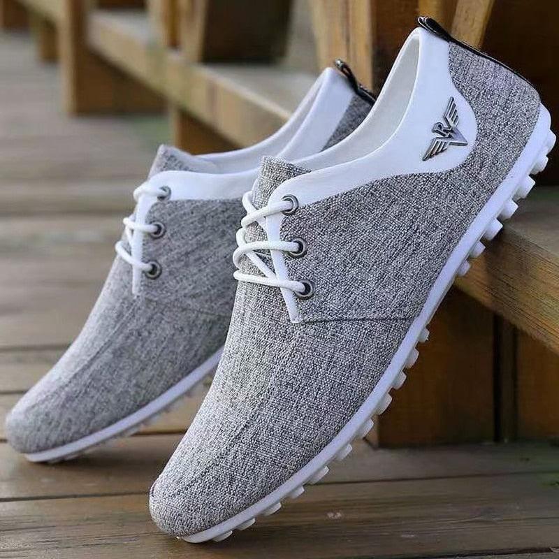 Elegant Casual Mens Shoes Lace-Up Linen Cloth Breathable Mens Canvas Shoes Flats Driving Walking Shoes Driving Sneakers Casual Cloth Shoes Lightweight Outdoor Shoes Stevvex